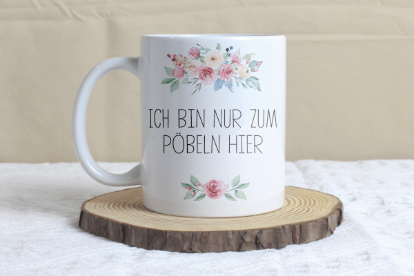 Blümchentasse mit Witzigen Sprüchen - Büro Edition